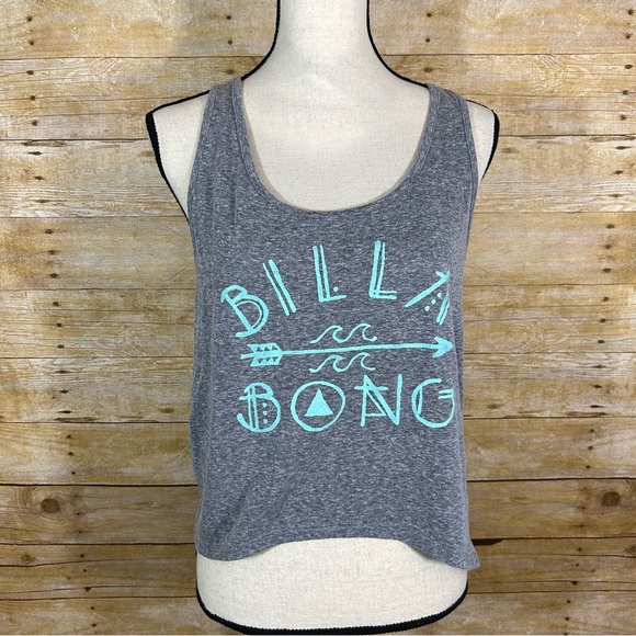 Billabong Tops - Billabong Womens Heather Gray Spellout Graphic Crop Tank Top Size Small